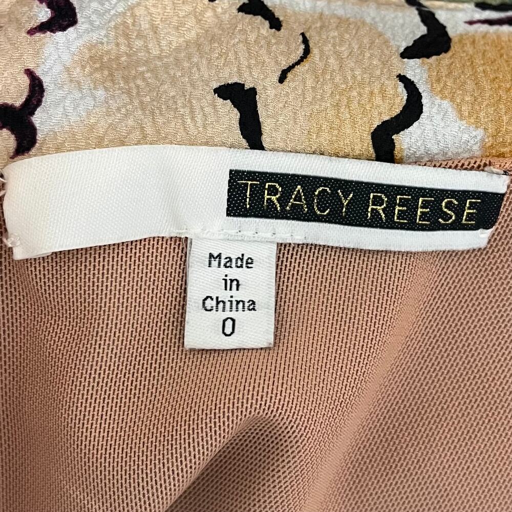 Tracy Reese Womens Size 0 Floral Lace 3/4 Sleeve Ruched Sheath Dress Grey Violet - Picture 15 of 16